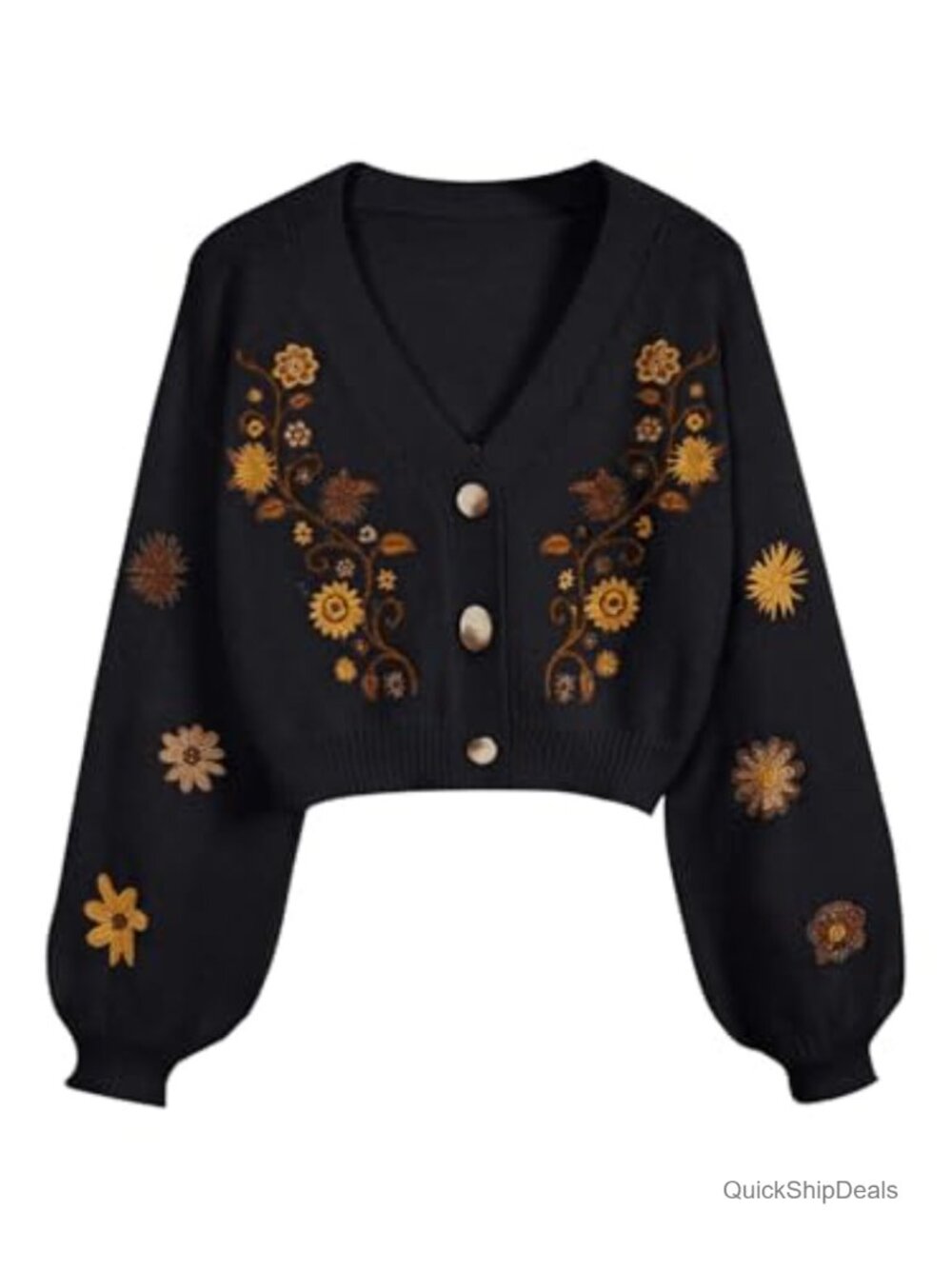 Boho Floral Cropped Cardigan Women Button Front Long Sleeve Vintage Lightweight